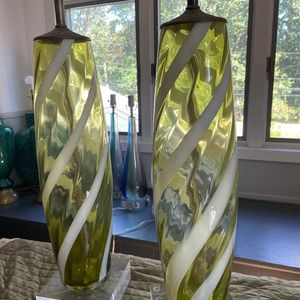 Mid century glass lamps, Small repair needed by light bulb holder an easy fix